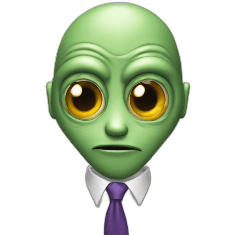 usual alien head with a tie and hand with 4 fingers emoji