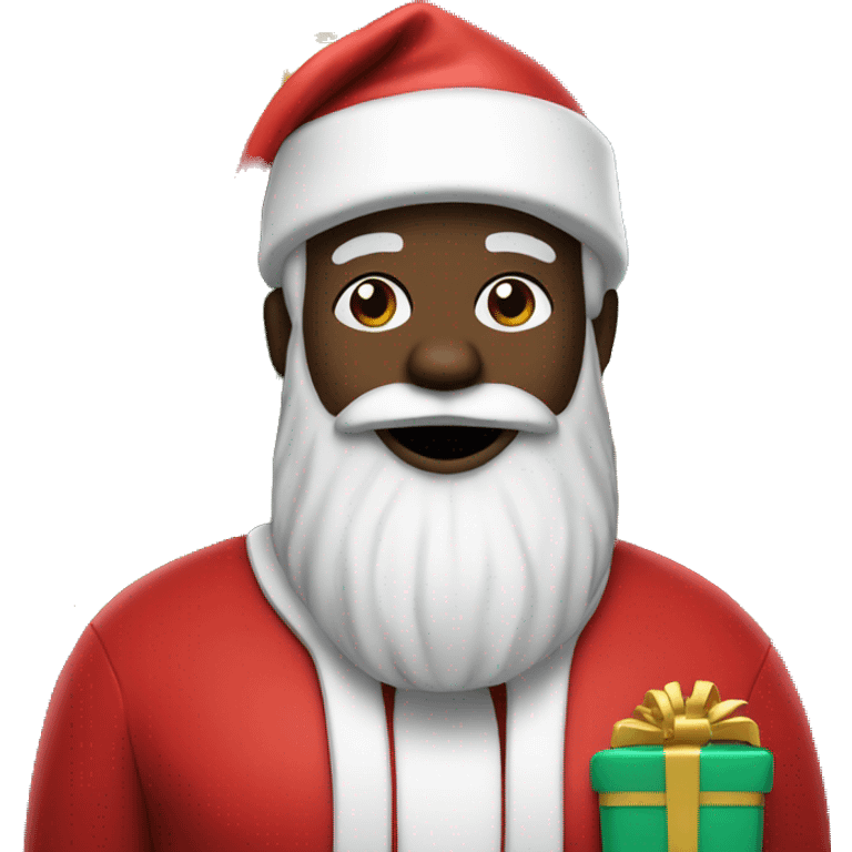 Black Santa next to a tree with presents  emoji