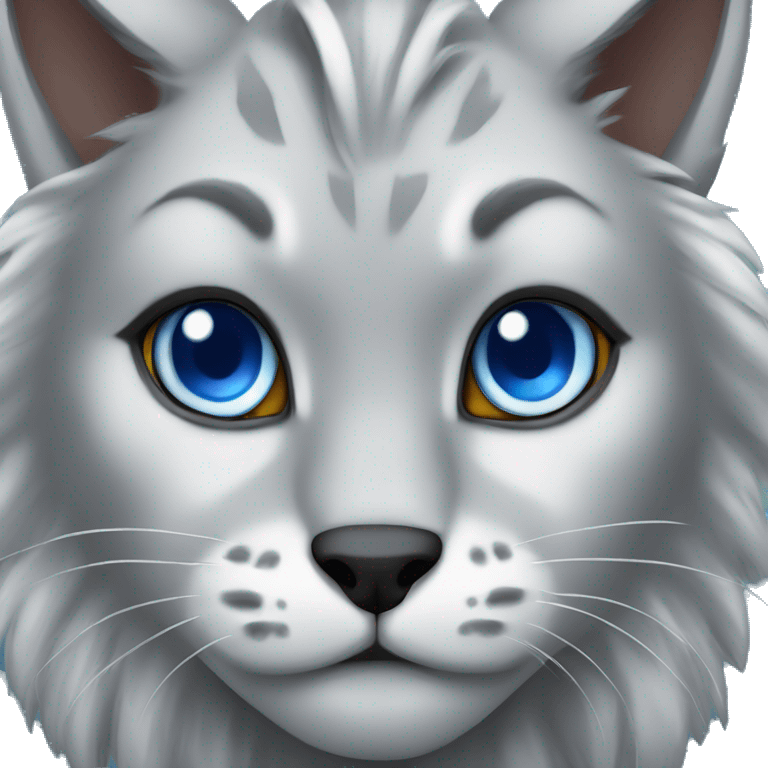 Growling Grey lynx blue eyes emoji