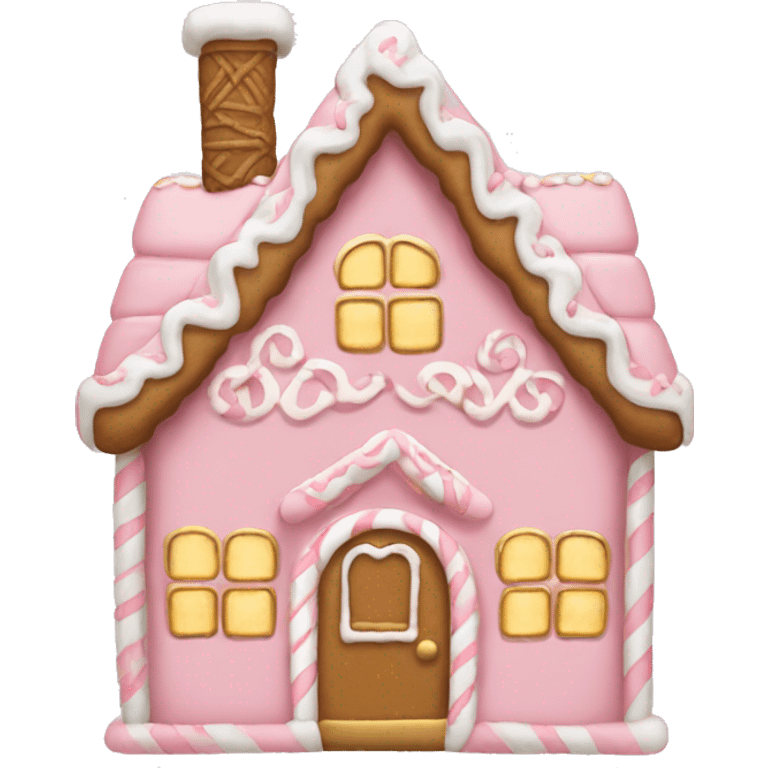 light pink and gold and white gingerbread house emoji