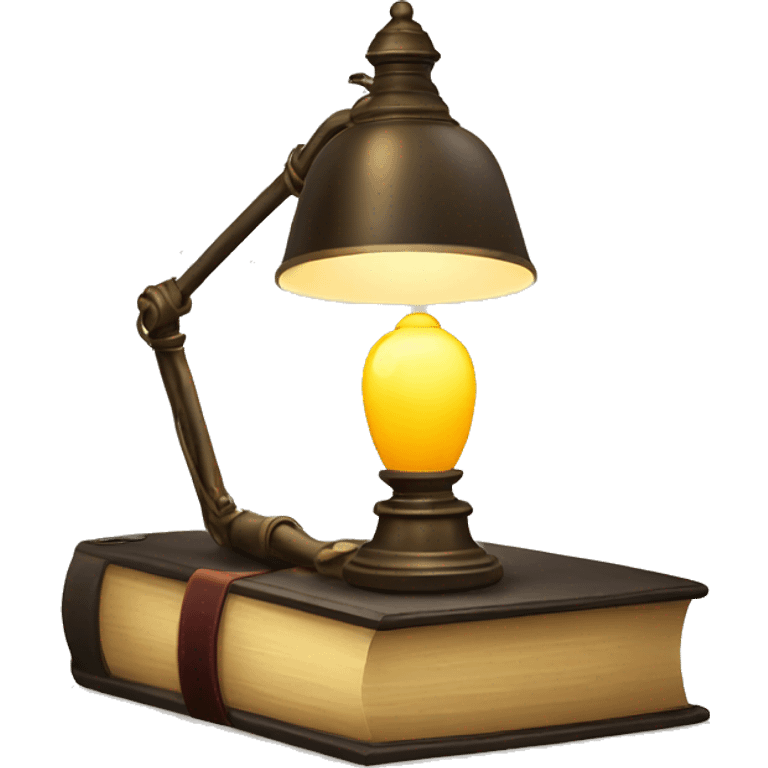 vintage lamp with open book emoji