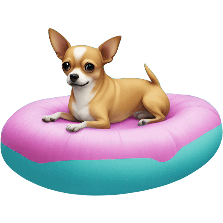 chihuahua on pool float emoji