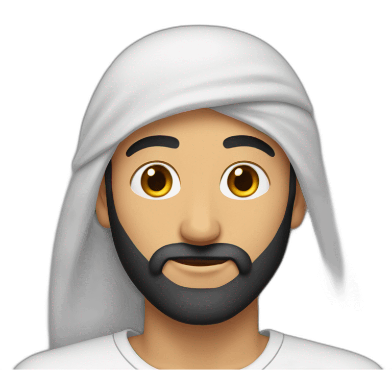 Arab man oval face and black beard and hair emoji