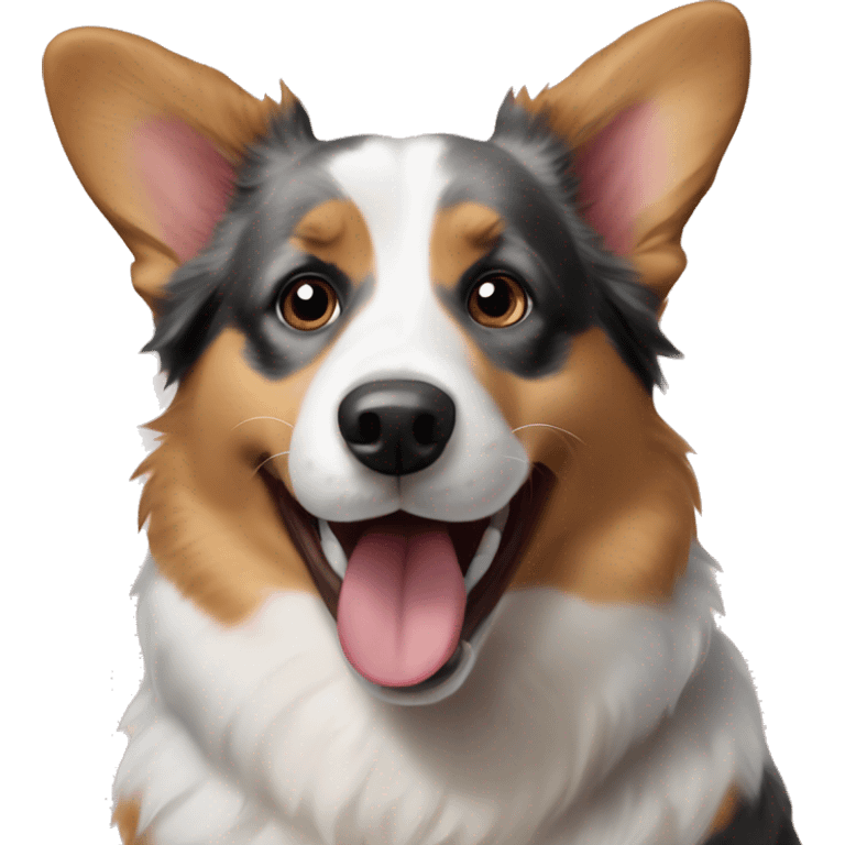 Happy corgi and Australian shepherd mix emoji