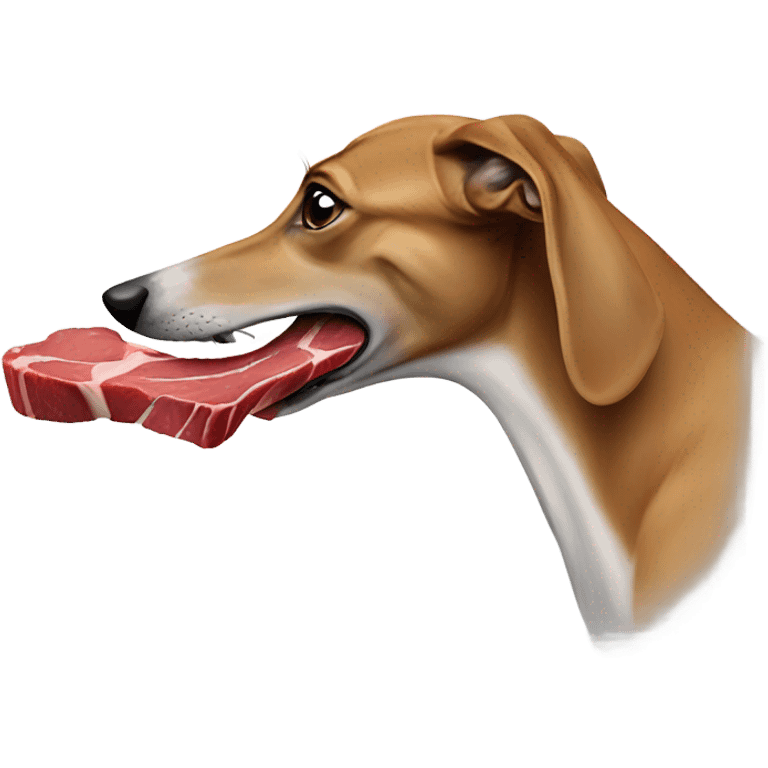 Greyhound eating steak emoji