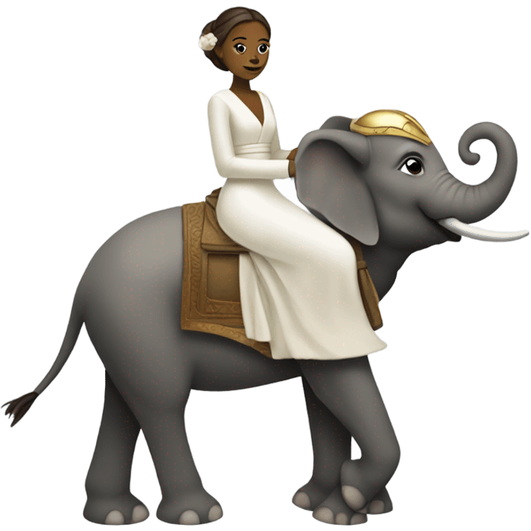 Jedi bride riding an elephant emoji