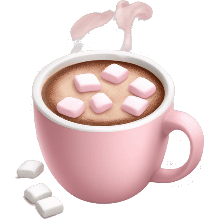 Light Pink mug of hot chocolate with marshmallows  emoji