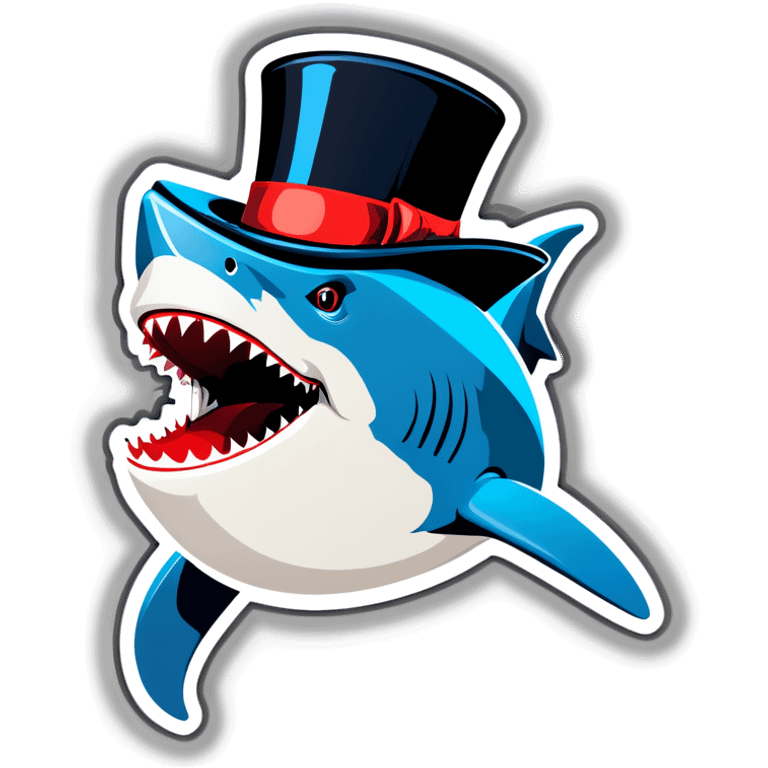 Shark with a top hat emoji