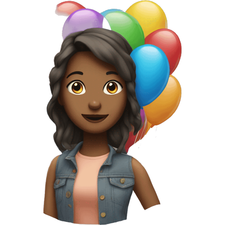 Girl with big balloons emoji