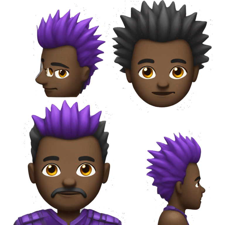 Black man with purple spikes Mohawk  emoji