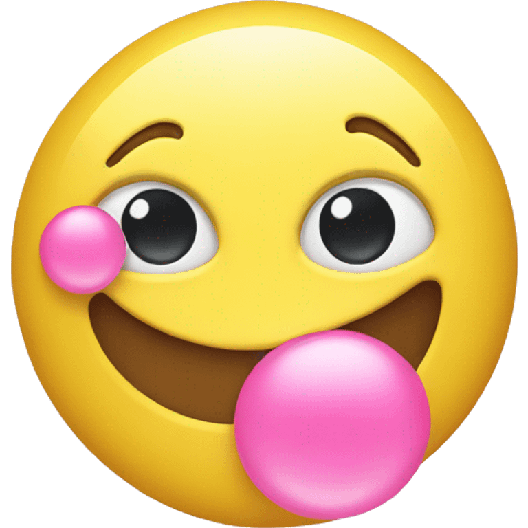 Yellow face emoji with bubble gum emoji