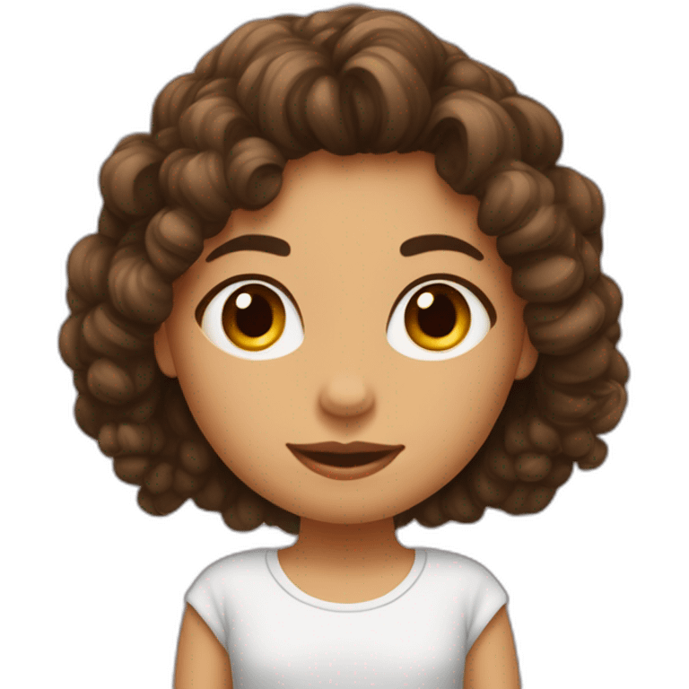 fille métisse brune cheveux bouclés courts emoji