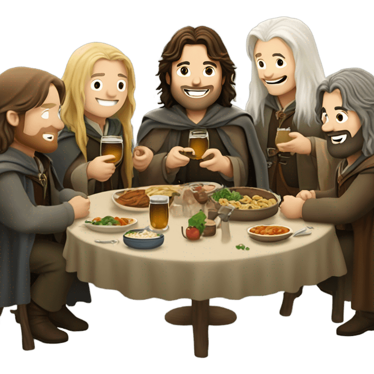 The fellowship of the ring celebrating emoji