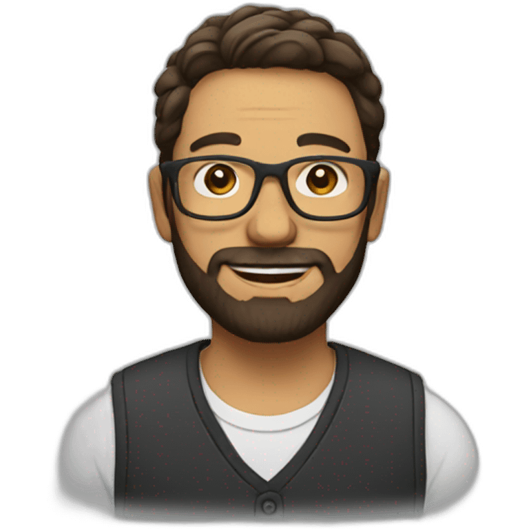 a man with glasses and a beard is wearing glasses emoji