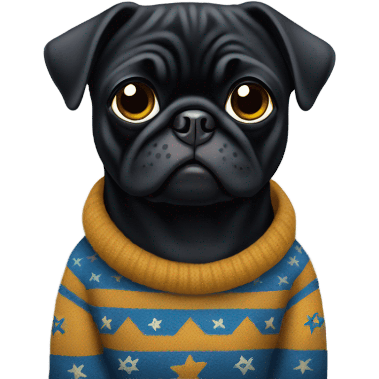 Black pug a Jewish star sweater emoji