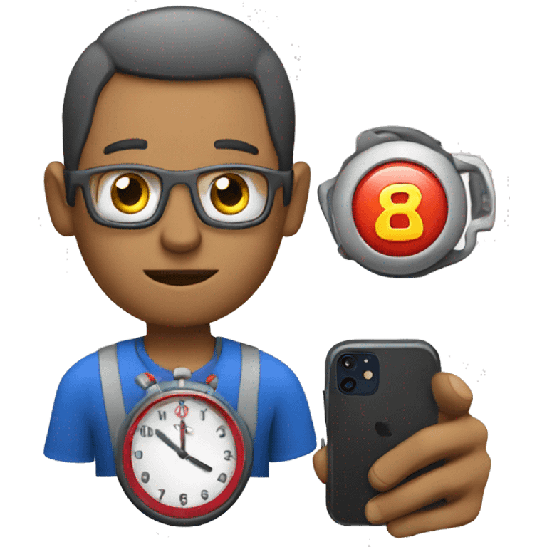 Coach with a timer and phone with apps emoji