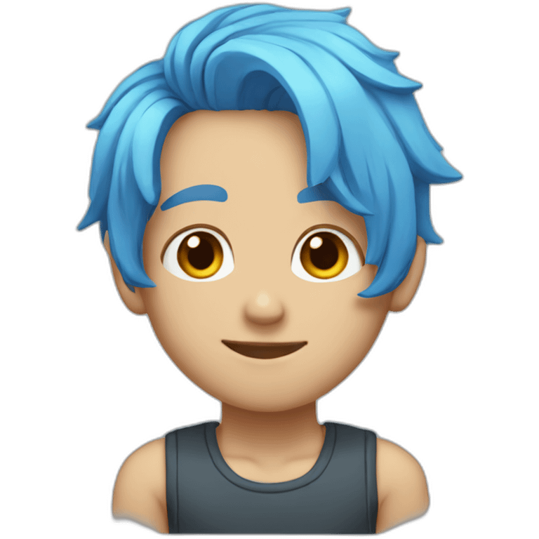 A boy modal hairstyles and it has ears buds blue hair colour  emoji