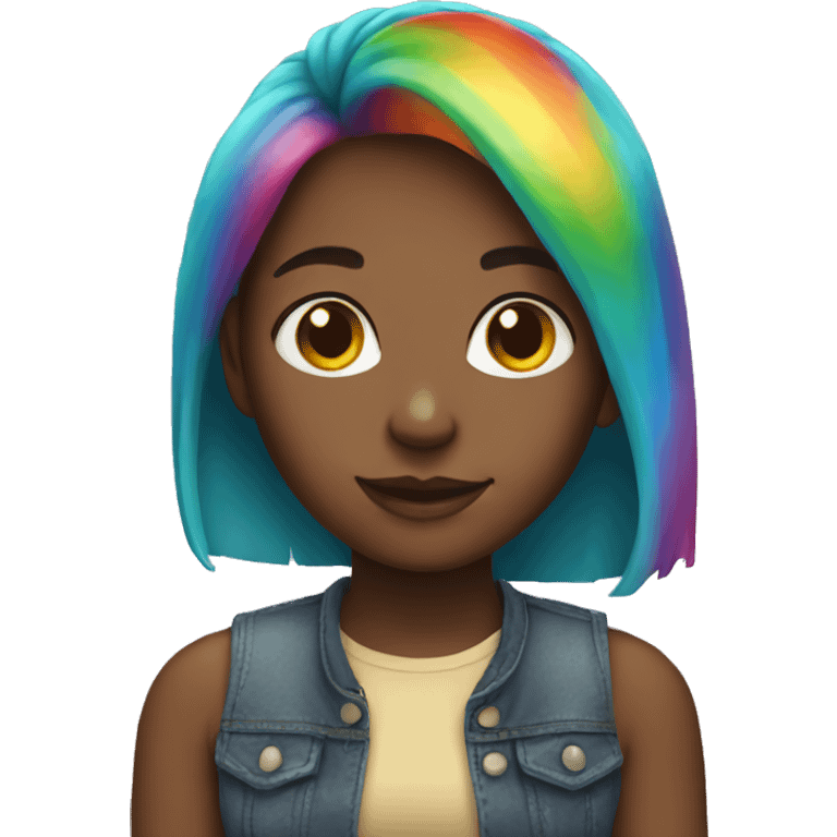 Girl with rainbow hair emoji