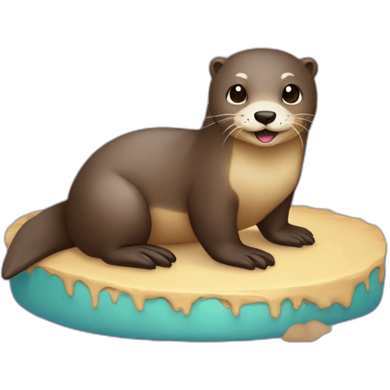 Une loutre sur une tortu emoji