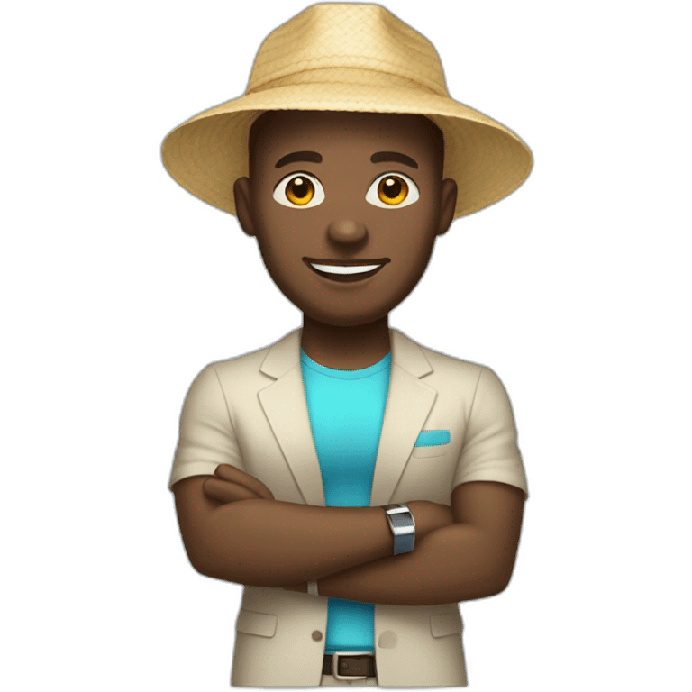 light skinned African business manager in beach wear emoji