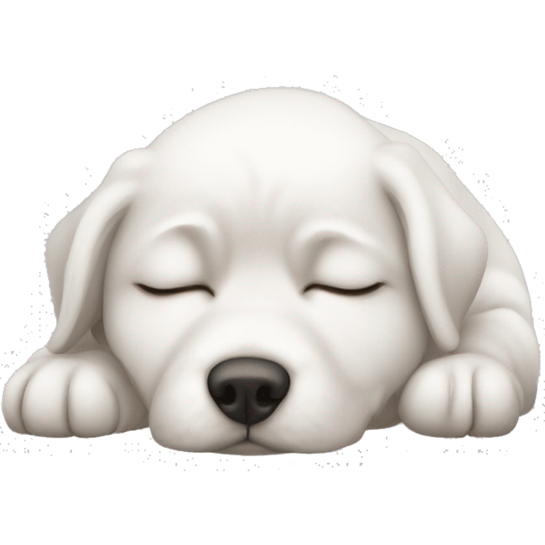 A littel wite dog sleeping up agents af Girl i her ved emoji