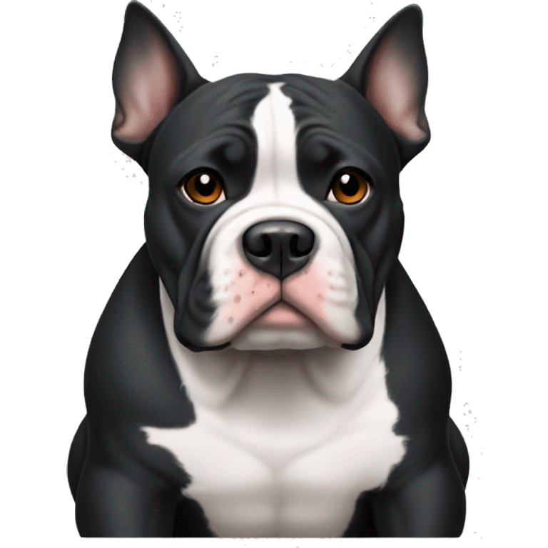 Black American Pocket Bully with white patch on chest emoji