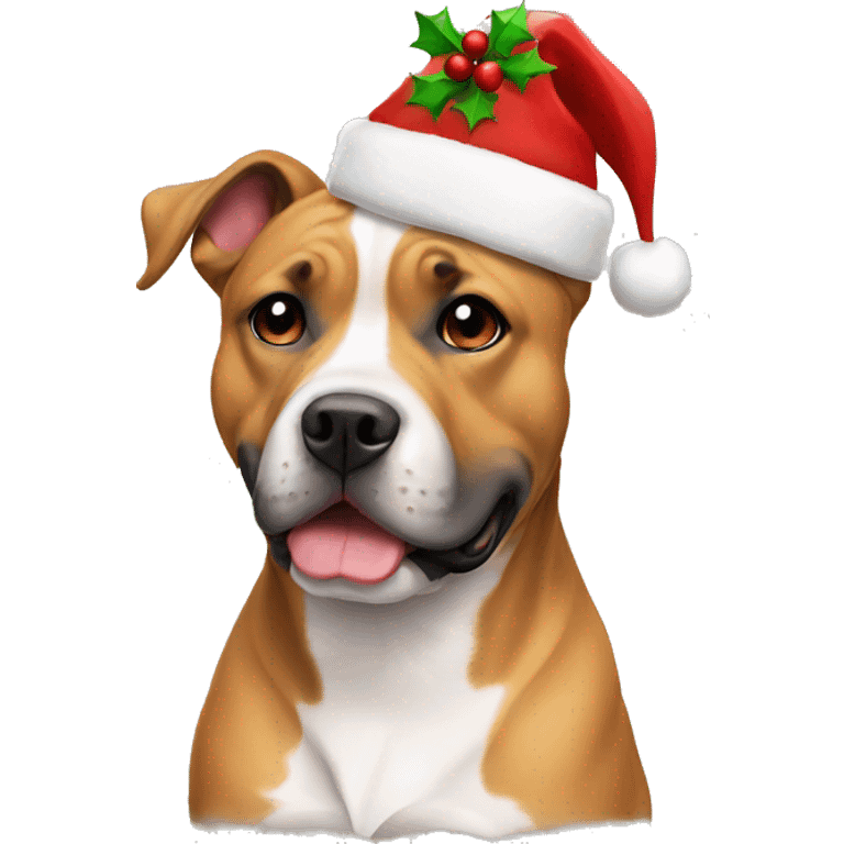 Amstaff With Christmas hat  emoji