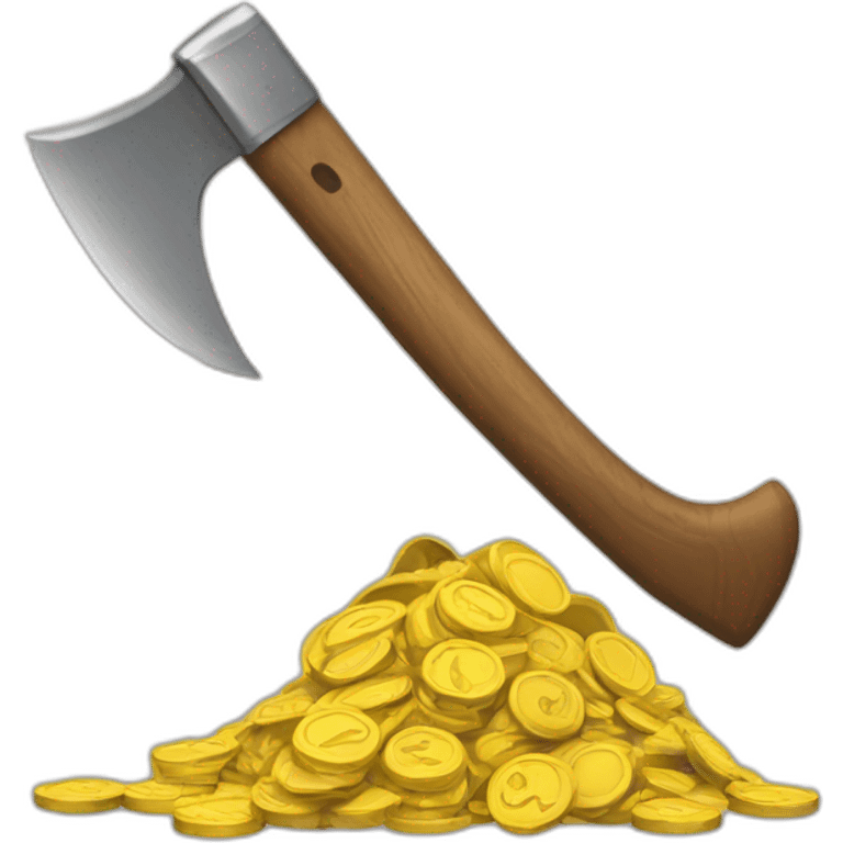 When you break a can with an axe, money comes out. emoji