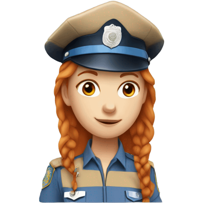 face of ginger girl police officer teen cute blue uniform   emoji