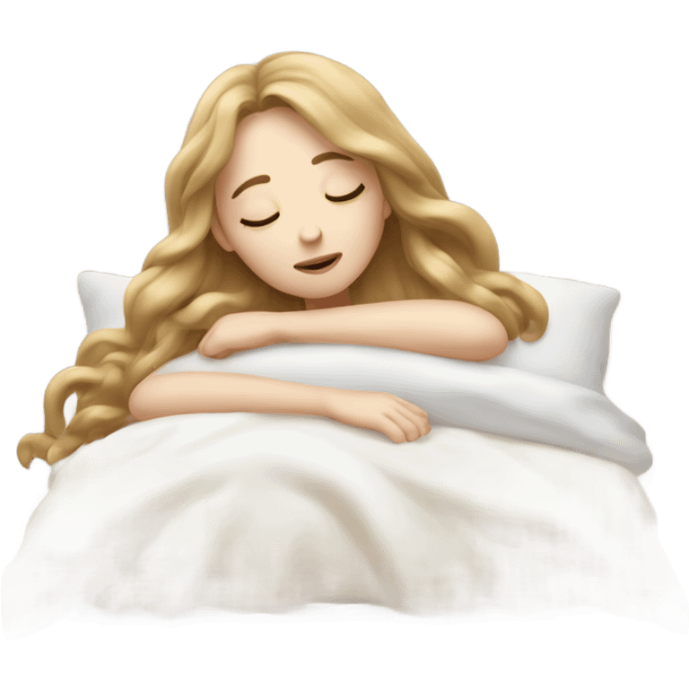 pale girl with long brunette hair sleeping emoji