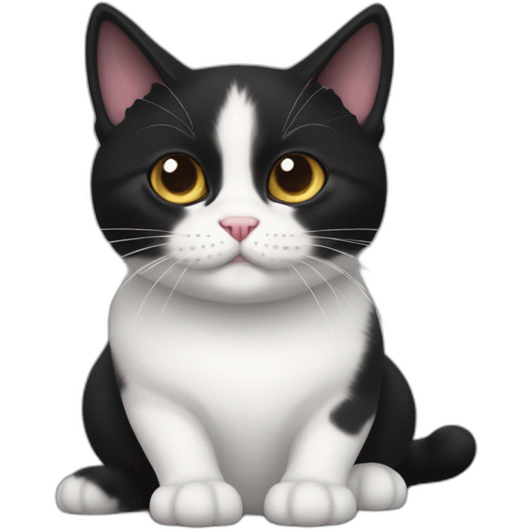 Evil black and white munchkin cat emoji