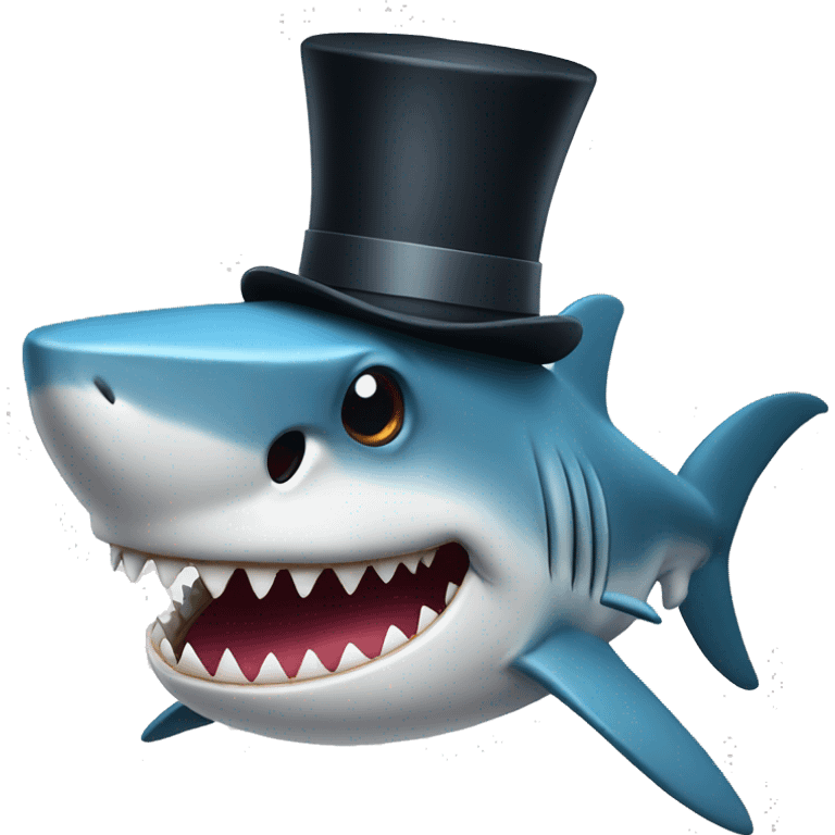 Shark with a top hat emoji