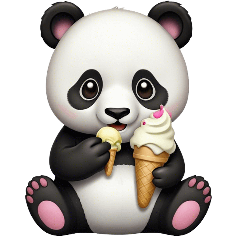 Panda eating ice cream emoji