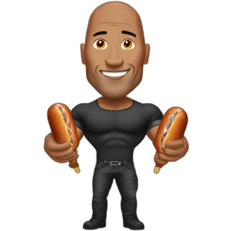 the rock holding a saussage emoji