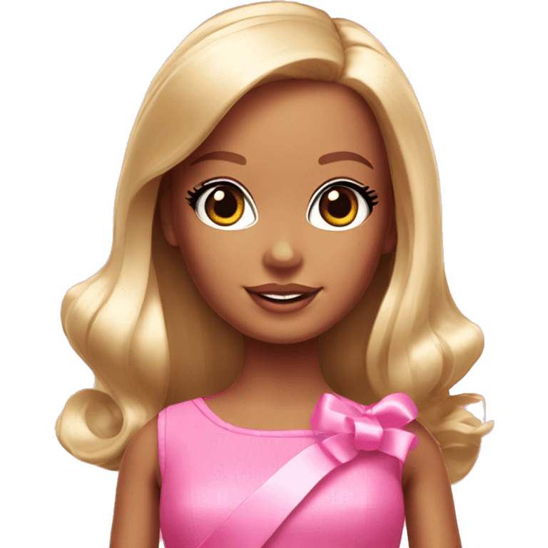 barbie girl with a pink ribbon emoji