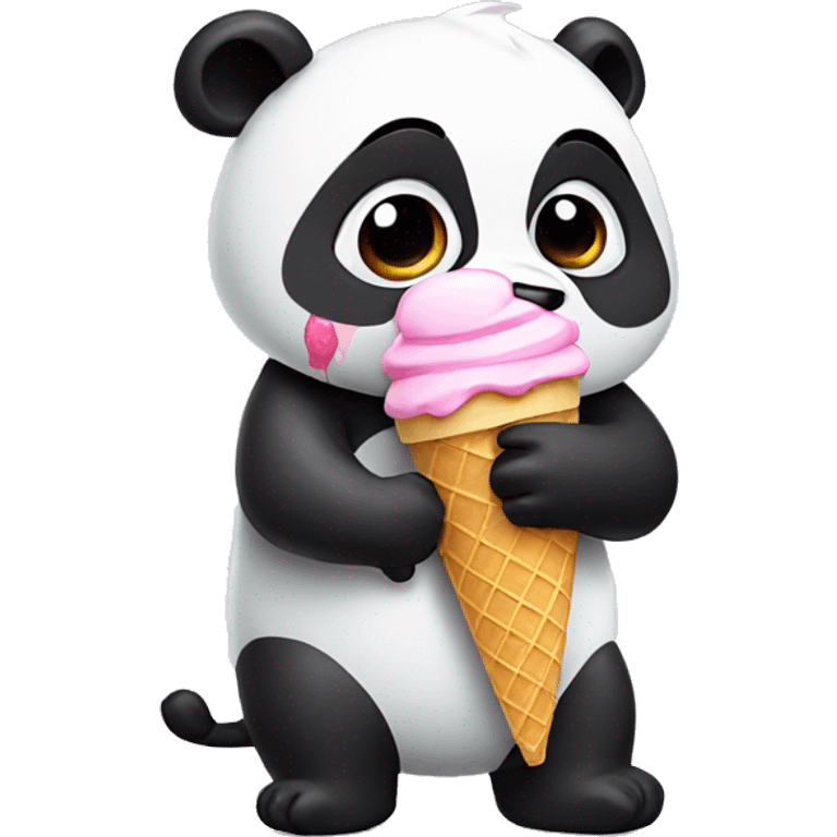 Panda eating ice cream emoji