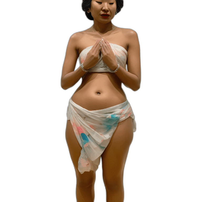 macrophotogrraphy,japanese-sari as body-painted navel as pawg-art piece installation in NYC MoMa emoji