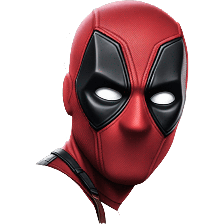 the face of Deadpool is looking down right while talking emoji