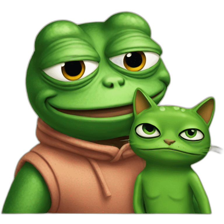 pepe frog with a cat emoji