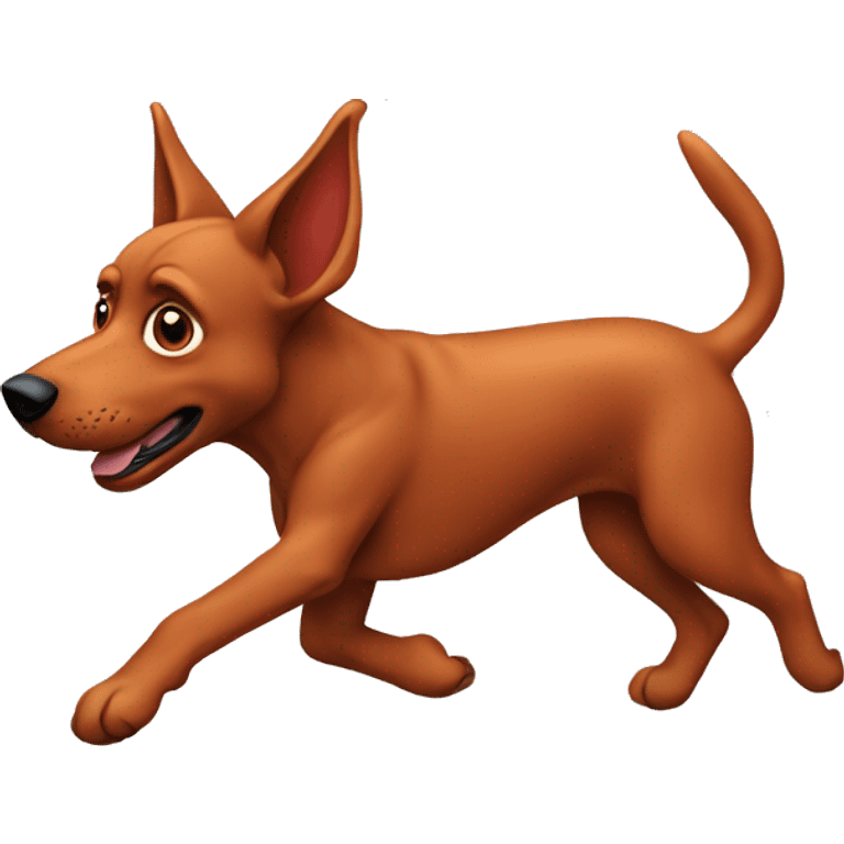 solid red dog with pointed ears running emoji