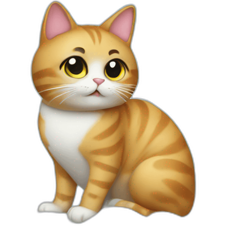 cat secretary sitting on top of the cloud emoji