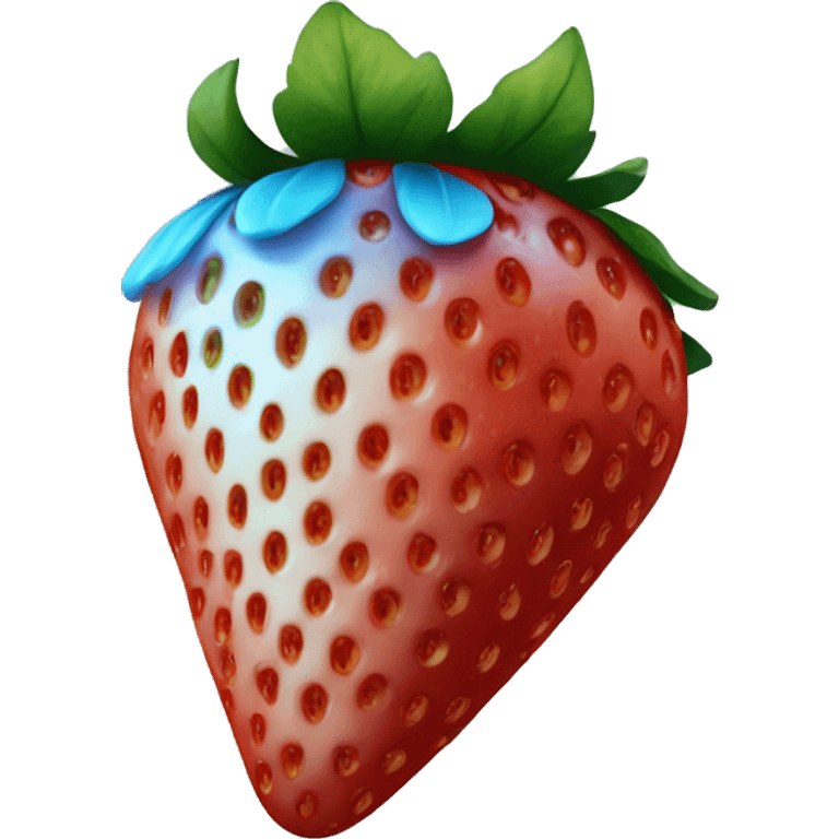 Blue colored strawberry emoji