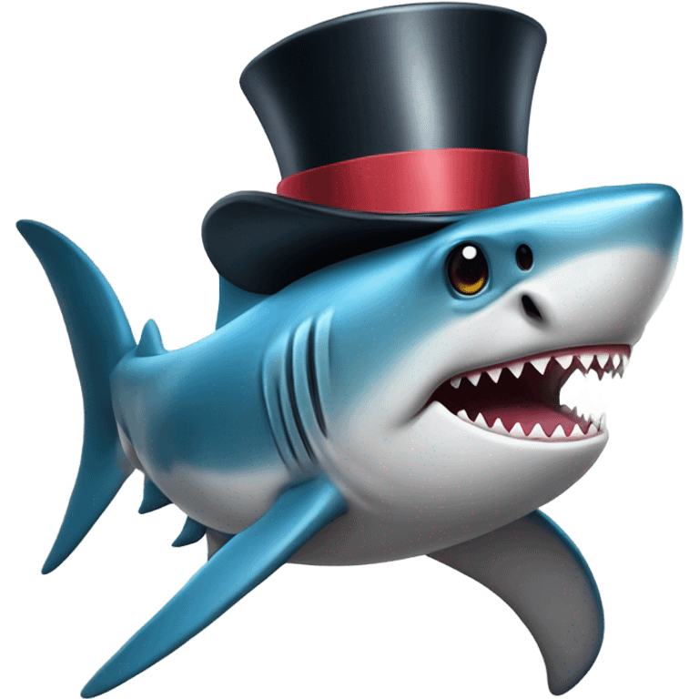 Shark with a top hat emoji