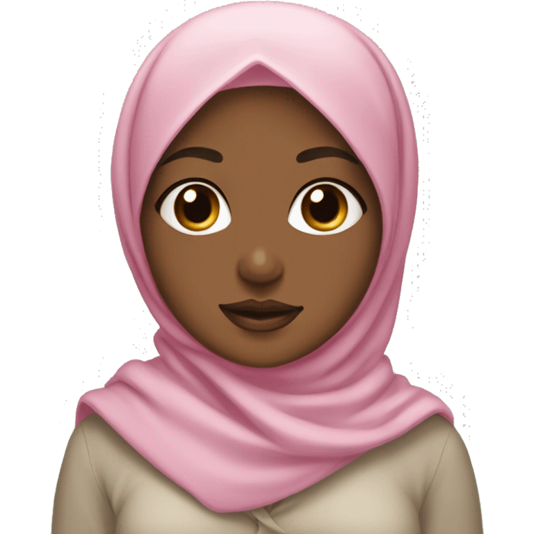 Mocha skin hijabi wearing a white hijab with a pink bow on top emoji