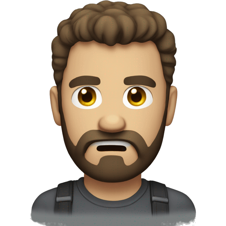 angry man head, scruffy brown short hair, beard emoji