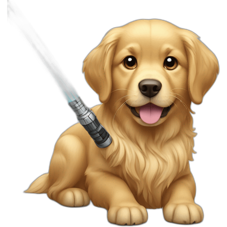 golden retriever with a light saber emoji