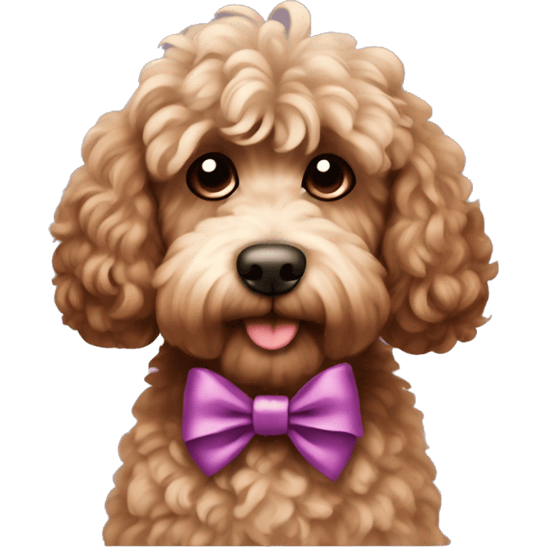 Brown fluffy cockapoo with a bow emoji