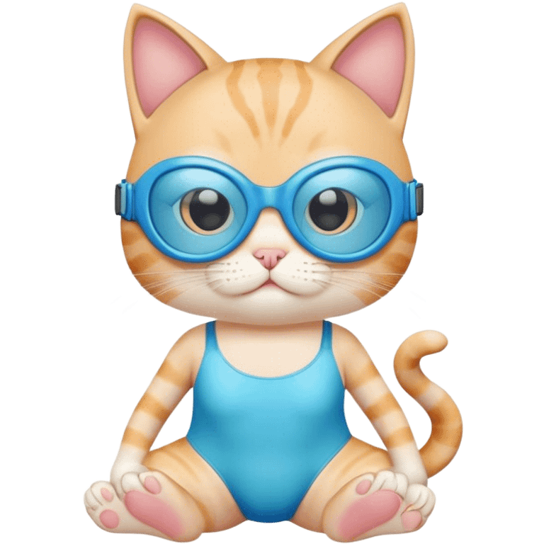 blue  swimsuit cat and googles emoji