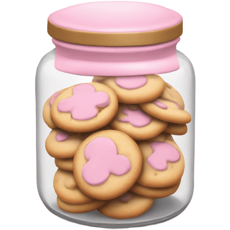 light pink cookie jar with cookies emoji