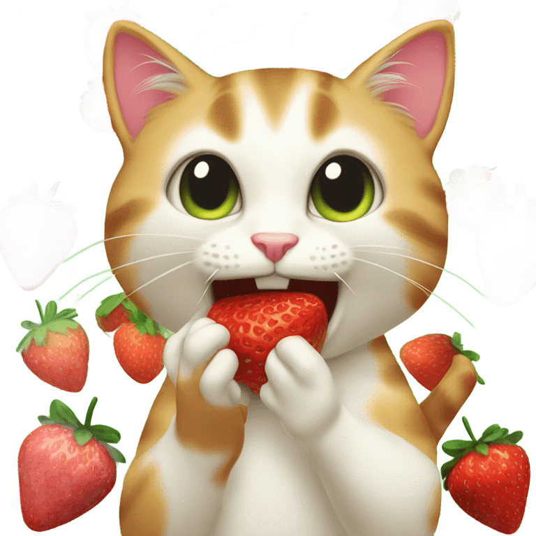 cat with strawberry emoji